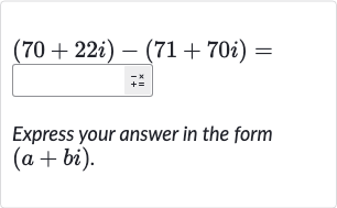 (70+22 i)-(71+70 i)=
Express your answer in the form 
(a+bi).