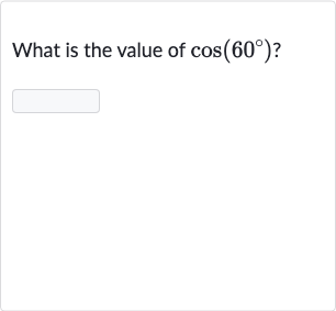 What is the value of 
cos(60^(@)) ?
